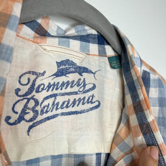Tommy Bahama Linen Shirt Mens Plaid Short Sleeve Collared Relax XXL 2XL - Picture 7 of 10